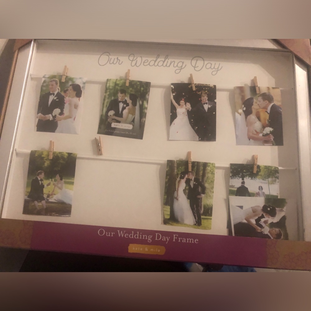 Our Wedding Day Photo Display Frame – Cream with Rose Gold Clips